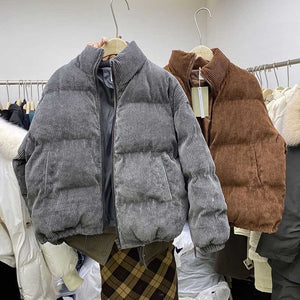 Packable Short Corduroy Bomber Puffer Jacket on sale - SOUISEE