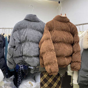 Packable Short Corduroy Bomber Puffer Jacket on sale - SOUISEE