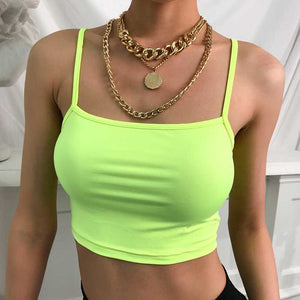 Cute Neon Crop Top Tank Top on sale - SOUISEE