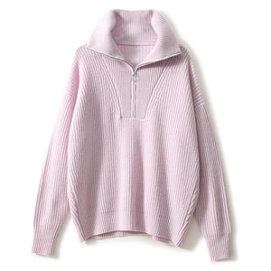 Oversized Sporty Quarter Zip Pullover Sweater on sale - SOUISEE