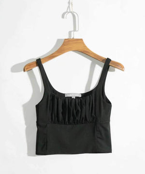 Pretty ruched Cropped Tank Top Sleeveless Crop Top on sale - SOUISEE