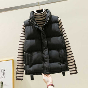 Quilted Cotton Zip Up Plaid Puffer Womens Vest on sale - SOUISEE