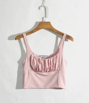 Pretty ruched Cropped Tank Top Sleeveless Crop Top on sale - SOUISEE