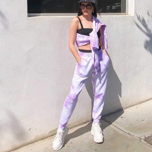 Tie Dye Sporty Pants High Waisted Joggers Pants on sale - SOUISEE