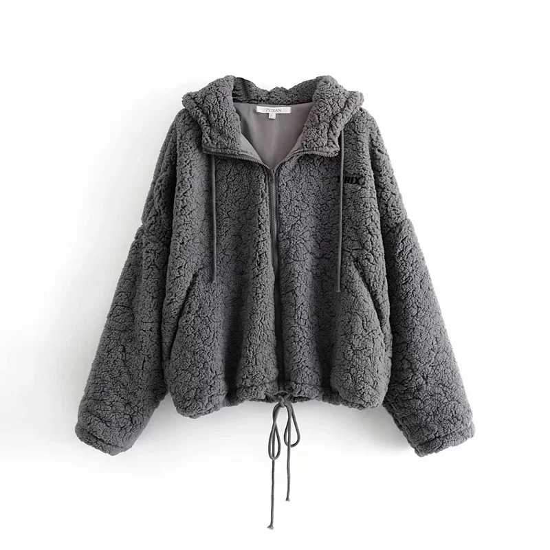 Bomber Fuzzy Warm Winter Jackets Hooded Teddy Coats on sale - SOUISEE