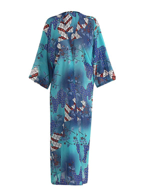 Retro Floral Coverups Dress Beach Wear Kimono on sale - SOUISEE