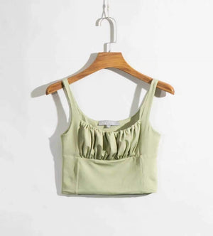 Pretty ruched Cropped Tank Top Sleeveless Crop Top on sale - SOUISEE