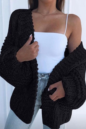 Mohair Chunky Oversized Cable Knit Baggy Sleeve Cardigan Sweater on sale - SOUISEE