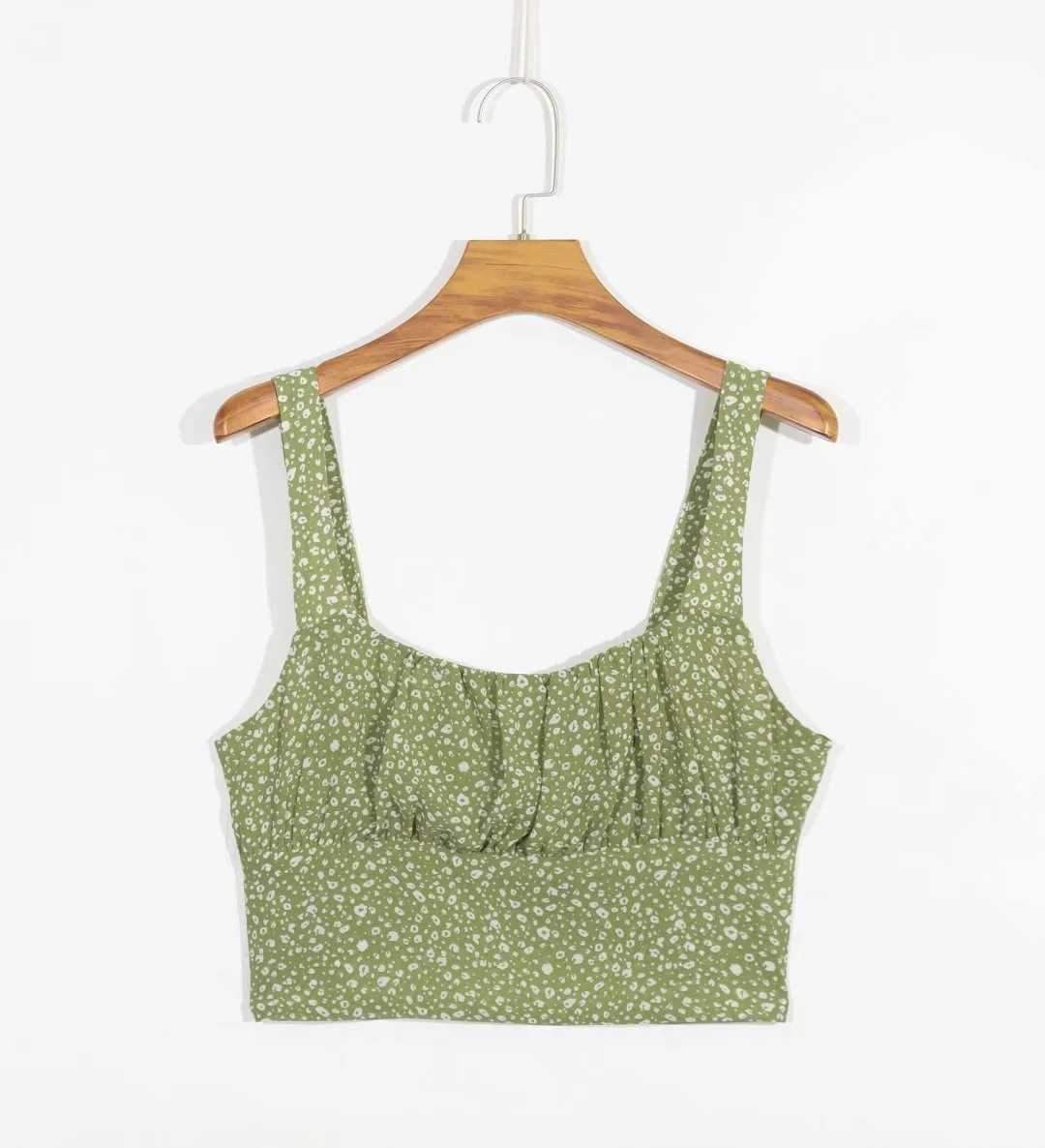Pretty ruched Cropped Tank Top Sleeveless Crop Top on sale - SOUISEE