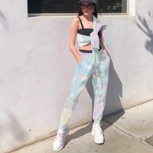 Tie Dye Sporty Pants High Waisted Joggers Pants on sale - SOUISEE