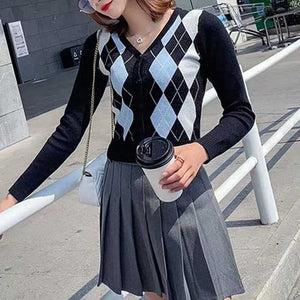 Aesthetic argyle sweater deals