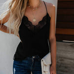 Lace Trimmed V Neck Swing Spaghetti Cami Top on sale - SOUISEE