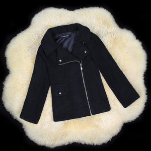 Motocycle Style Sherpa FleeceZip Up Faux Fur Jacket on sale - SOUISEE