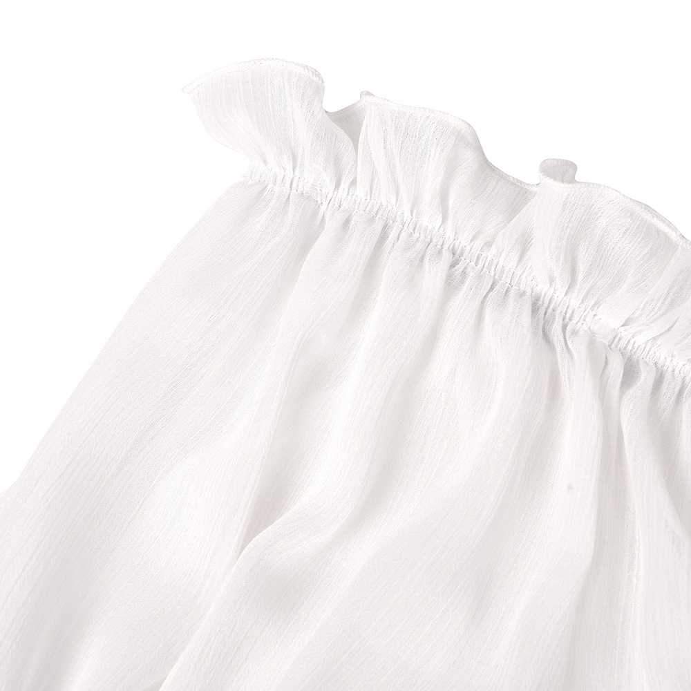 Lantern Long Sleeve Ruffle Off The Shoulder Chiffon Crop Top Blouse on sale - SOUISEE