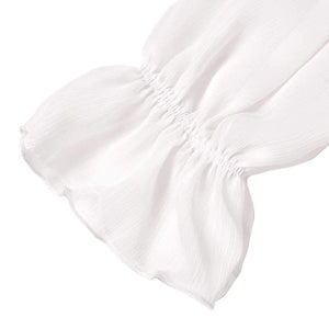 Lantern Long Sleeve Ruffle Off The Shoulder Chiffon Crop Top Blouse on sale - SOUISEE