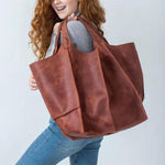 Brown Leather Womens Tote Bags School Handbags on sale - SOUISEE