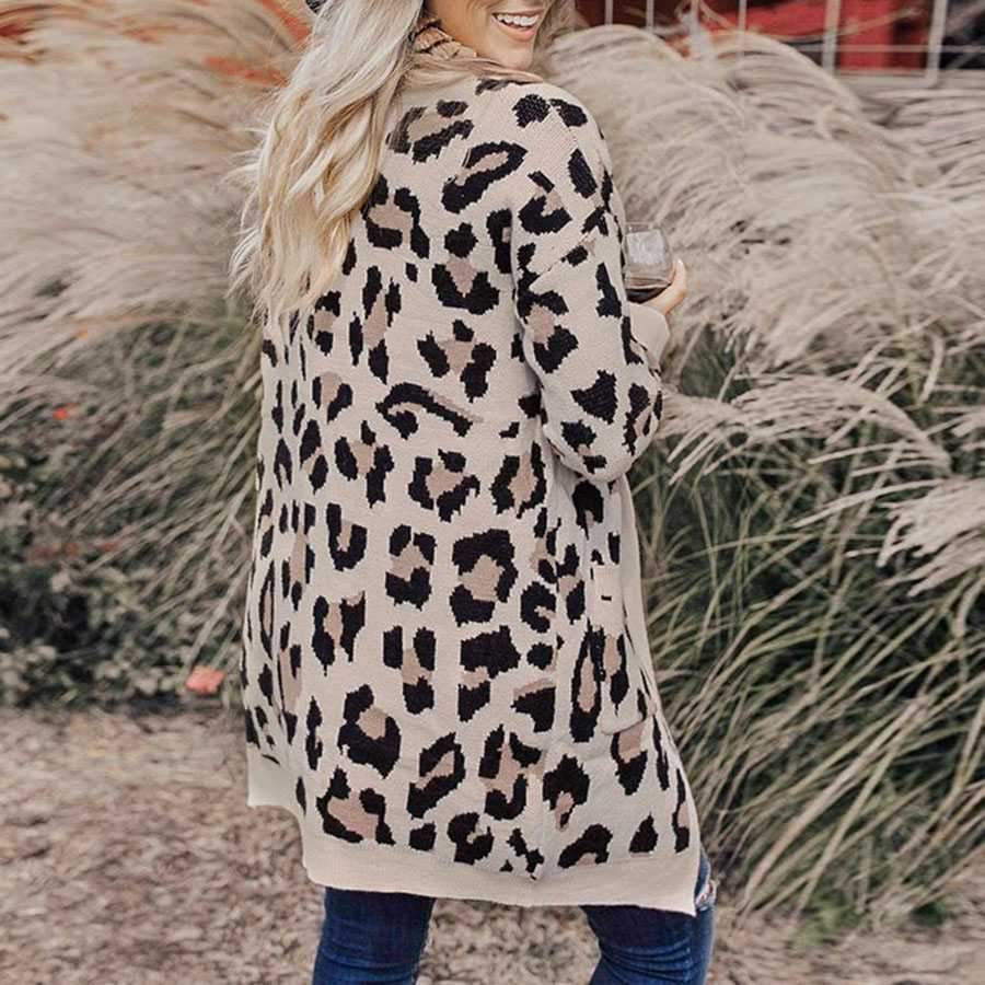 Retro Leopard Spotted Prints Oversized Comfy Long Cardigan Sweaters on sale - SOUISEE