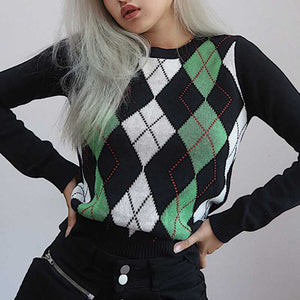 Classic Retro Color block Argyle Print Button Down Sweaters on sale - SOUISEE