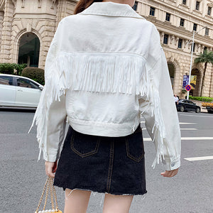 Festival Native Western Fringe Denim Jacket WithTassels on sale - SOUISEE