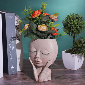 Head Face Planters Painted Plants Flower Pots Succulents Resin Planter Face Pot With Hole on sale - SOUISEE