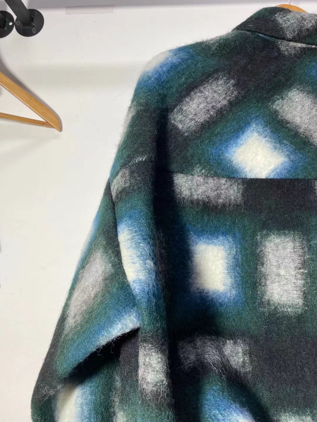 Multicolor Oversized Front Pockets Wool Plaid Flannel Over Shirt Shacket Jacket on sale - SOUISEE
