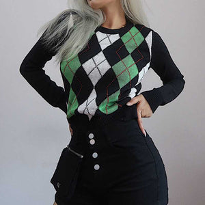 Classic Retro Color block Argyle Print Button Down Sweaters on sale - SOUISEE