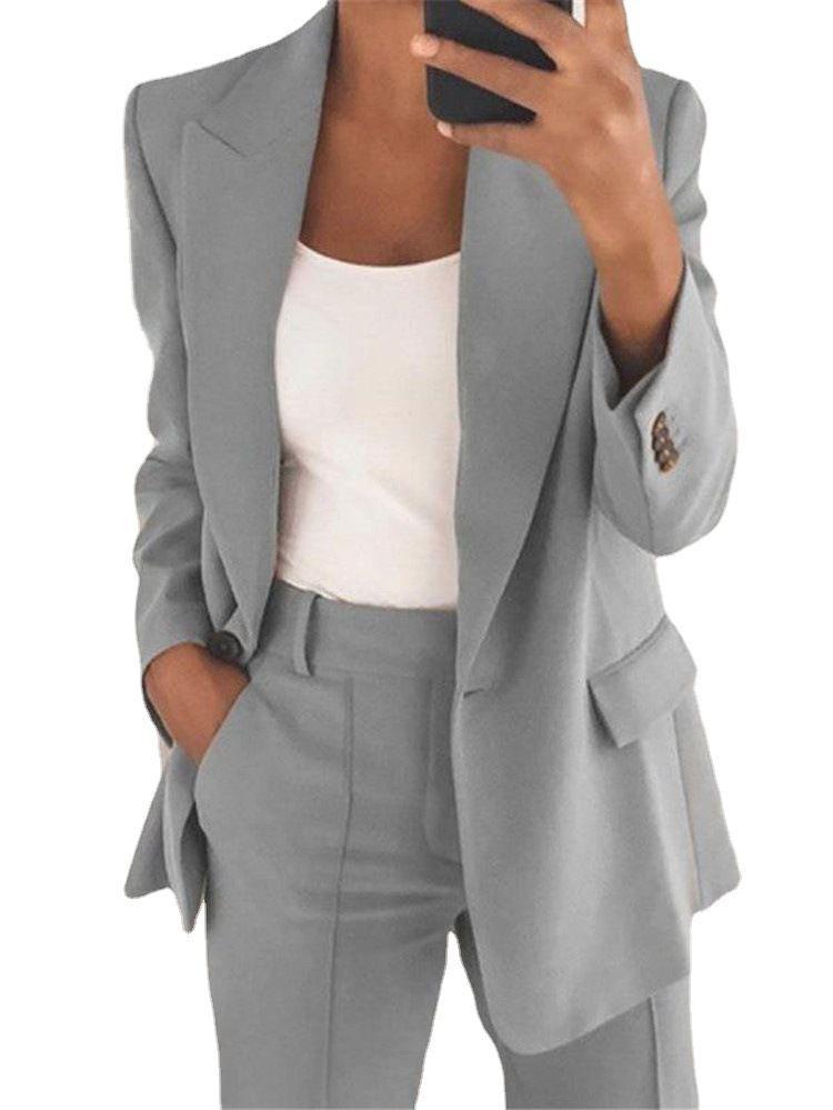 Boyfriend Women's One Button Blazer Suit Jacket on sale - SOUISEE