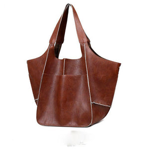 Brown Leather Womens Tote Bags School Handbags on sale - SOUISEE