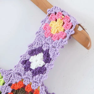 Bohemian Rainbow Crochet Flower Crop Top Rhombus Knitted Pattern Tank on sale - SOUISEE