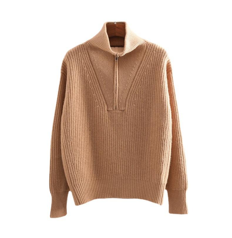 Oversized Sporty Quarter Zip Pullover Sweater on sale - SOUISEE