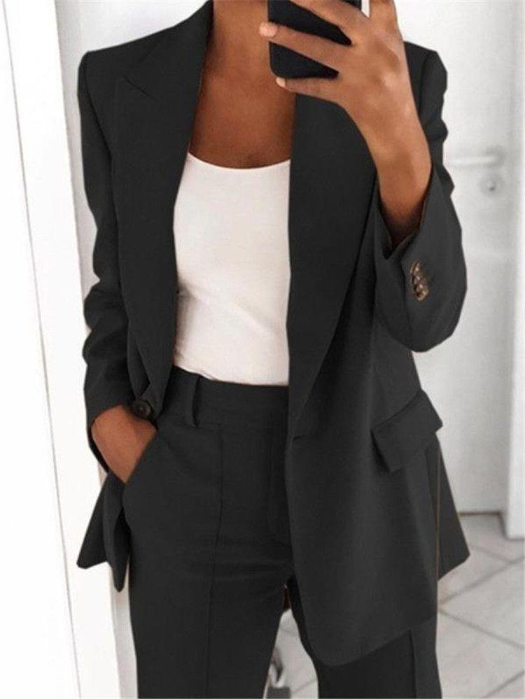 Boyfriend Women's One Button Blazer Suit Jacket on sale - SOUISEE