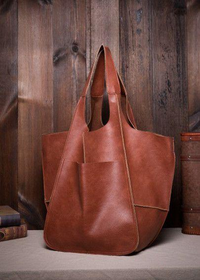 Brown Leather Womens Tote Bags School Handbags on sale - SOUISEE