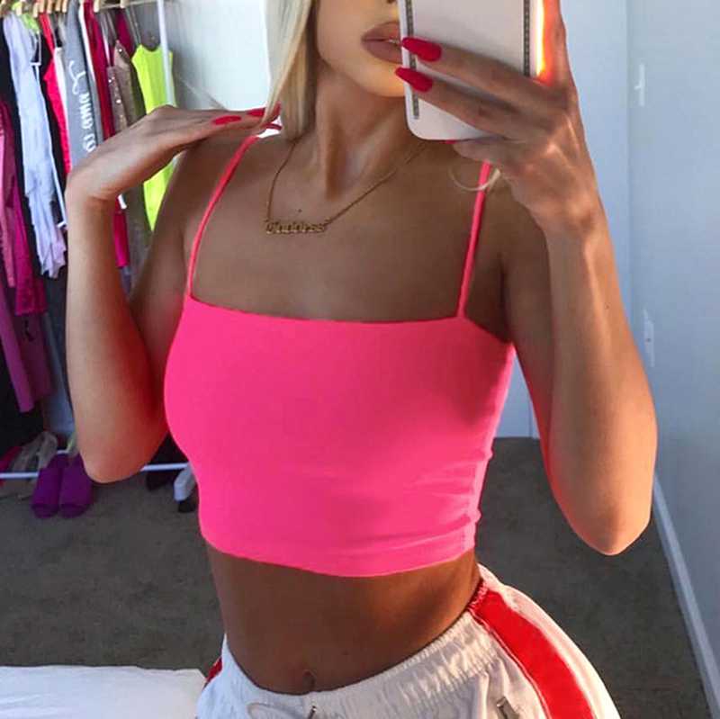 Cute Neon Crop Top Tank Top on sale - SOUISEE