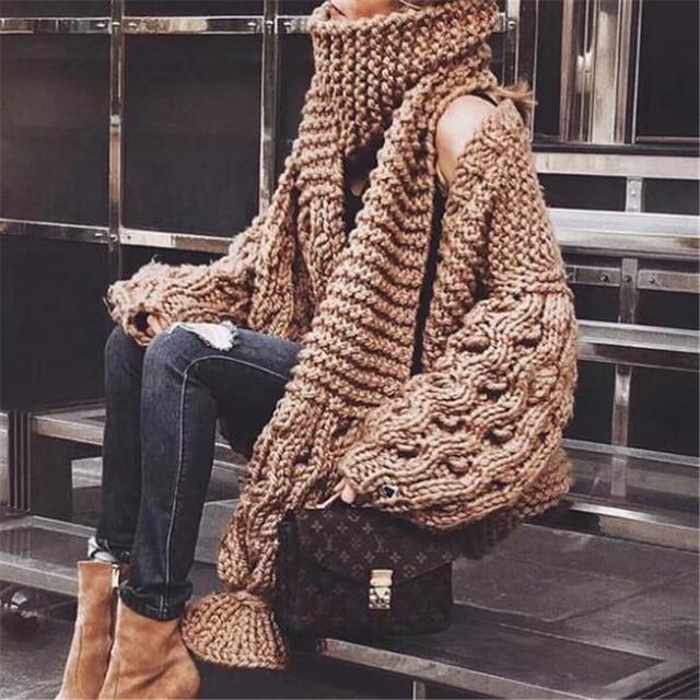 Oversized Chunky Thick Cable Knit Cardigan Sweater on sale - SOUISEE