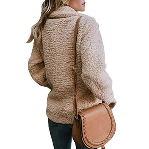 Fluffy Faux Fur Lapel Collar Womens Winter Coats on sale - SOUISEE