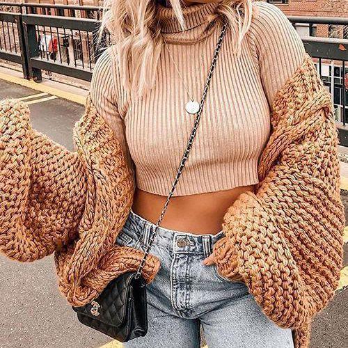 Mohair Chunky Oversized Cable Knit Baggy Sleeve Cardigan Sweater on sale - SOUISEE