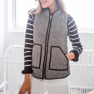 Vintage Womens Quilted Herringbone Puffer Vest on sale - SOUISEE