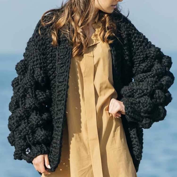 Oversized Chunky Thick Cable Knit Cardigan Sweater on sale - SOUISEE