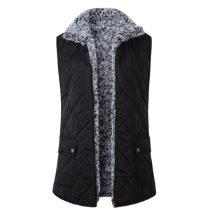 Reversible Cotton Faux Fur Lined Sherpa Shearling Vest With Pockets on sale - SOUISEE
