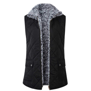 Quilted Cotton Zip Up Plaid Puffer Womens Vest on sale - SOUISEE