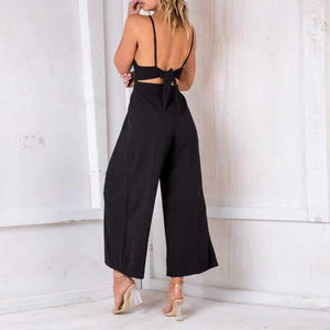 Formal Sleeveless Wrap Front Wide Leg Palazzo Jumpsuit on sale - SOUISEE