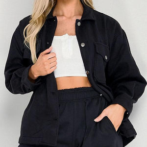 Cargo Oversized Woolen Workwear Shirt Jacket on sale - SOUISEE