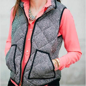 Vintage Womens Quilted Herringbone Puffer Vest on sale - SOUISEE