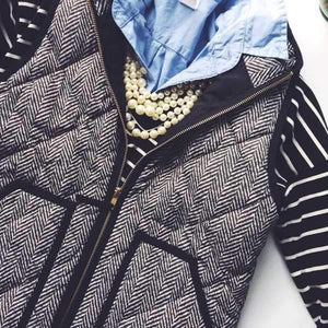 Vintage Womens Quilted Herringbone Puffer Vest on sale - SOUISEE