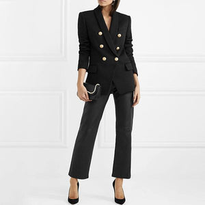 Double Breasted Women's Casual Black Blazer Jacket on sale - SOUISEE