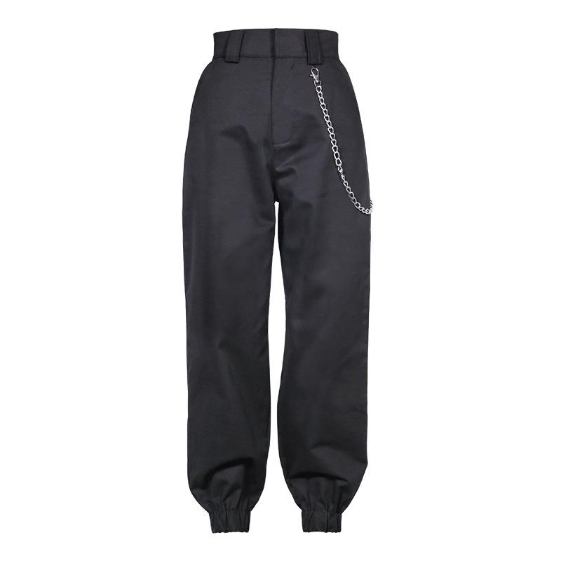 High Waisted Baggy Carrot Trousers Cargo Pants With Chains on sale - SOUISEE