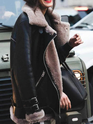 Moto sale shearling jacket