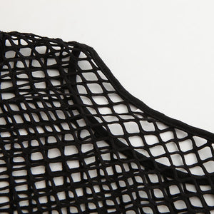 Black Mesh Fishnet Sheer Crop Top&Short Co ord Sets on sale - SOUISEE