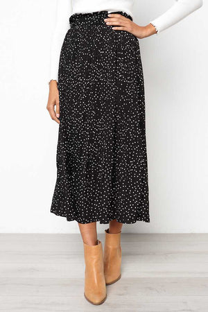 90s Fashion Retro Elastic Waist Paisley Ruffle Midi Skirt on sale - SOUISEE