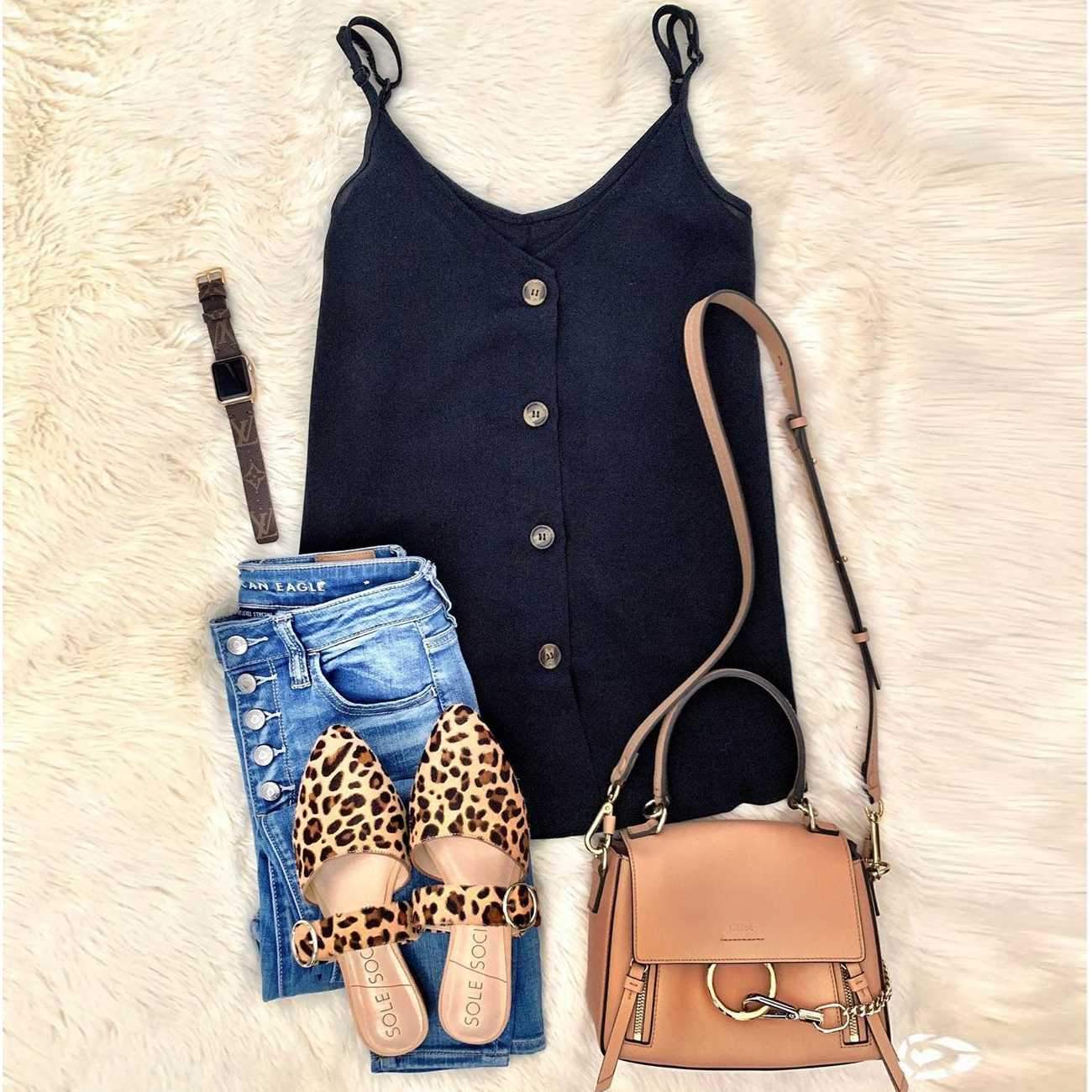 Adjustable Spaghetti Front Button Up Swing Tank Top Sleeveless Shirts on sale - SOUISEE